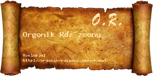 Orgonik Rázsony névjegykártya